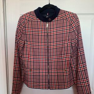 Tommy Hilfiger Red and White Plaid Blazer